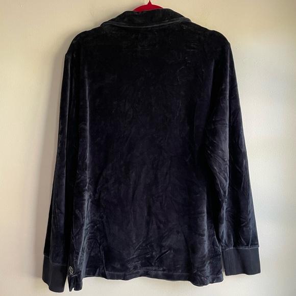 Todd Snyder Navy Blue Velour Long Sleeve Polo Shirt Size L - Picture 4 of 5